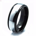 Elegante Hotsale Simples Preto Banhado Espelho Mens Tungsten Ring